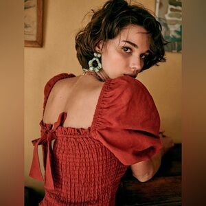 Sézane Loan Blouse in Brick Red, French Size 38 (US Size 6)